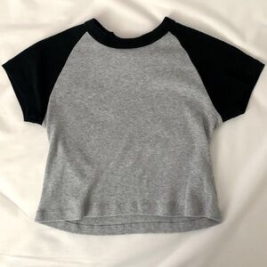 Brandy Melville Black and Grey Baby Tee